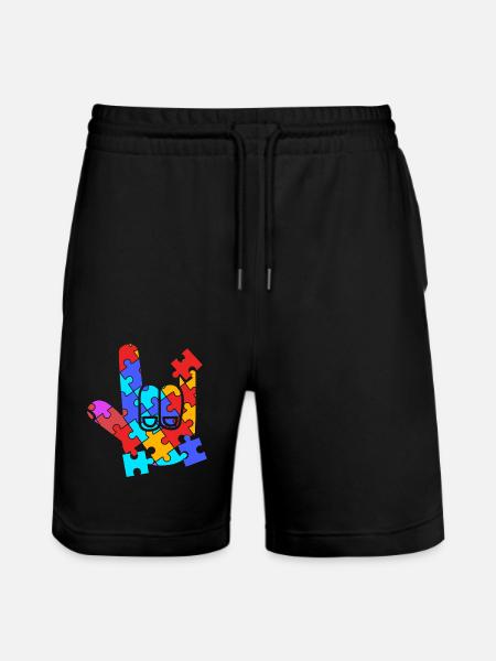 Sign language sign ASL deaf - Stanley/Stella Trainer Unisex Organic Jogging Shorts - black