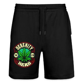 Serenity Herb 4/20 THC Rétro Vintage Cannabis - Short de jogging bio TRAINER Stanley/Stella unisexe - noir - Devant - Nik (191cm) & Marisol (170cm)