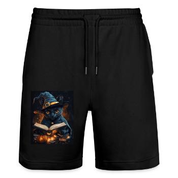 Halloween Gift Women Cat Men Kids Decoration - Stanley/Stella Trainer Unisex Organic Jogging Shorts - black - Front - Nik (191cm) & Marisol (170cm)