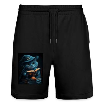 Cadeau d’Halloween Femmes Chat Hommes Enfants Décoration - Short de jogging bio TRAINER Stanley/Stella unisexe - noir - Devant - Nik (191cm) & Marisol (170cm)