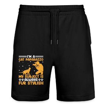 Cat Photographers Cat Lovers Photograpy Cats Photo - Stanley/Stella Trainer Unisex Organic Jogging Shorts - black - Front - Nik (191cm) & Marisol (170cm)