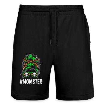 Halloween Momster Monster Mom - Stanley/Stella Trainer Unisex Organic Jogging Shorts - black - Front - Nik (191cm) & Marisol (170cm)