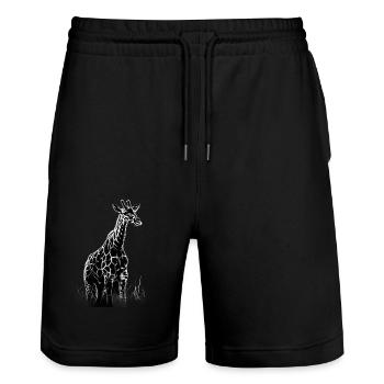 Girafe motif animal amoureux des animaux safari - Short de jogging bio TRAINER Stanley/Stella unisexe - noir - Devant - Nik (191cm) & Marisol (170cm)