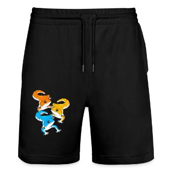 Gecko léopard - Short de jogging bio TRAINER Stanley/Stella unisexe - noir - Devant - Nik (191cm) & Marisol (170cm)