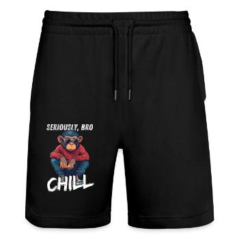 Sérieusement Bro Chill Monkey Meme Gambler - Short de jogging bio TRAINER Stanley/Stella unisexe - noir - Devant - Nik (191cm) & Marisol (170cm)