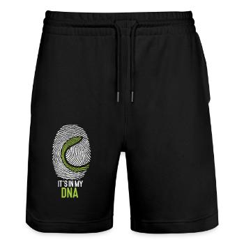 Funny Tennis Player Racket - Stanley/Stella Trainer Unisex Organic Jogging Shorts - black - Front - Nik (191cm) & Marisol (170cm)