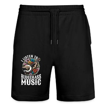 Bluegrass Music I Listen To Bluegrass Musician - Stanley/Stella Unisex Bio Joggingshorts Trainer  - Schwarz - Vorne - Nik (191cm) & Marisol (170cm)