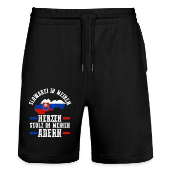 Slowaken Slowakei - Stanley/Stella Unisex Bio Joggingshorts Trainer  - Schwarz - Vorne - Nik (191cm) & Marisol (170cm)