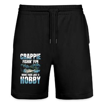 Crappie Fishin Fun More Than Just A Hobby - Stanley/Stella Unisex Bio Joggingshorts Trainer  - Schwarz - Vorne - Nik (191cm) & Marisol (170cm)