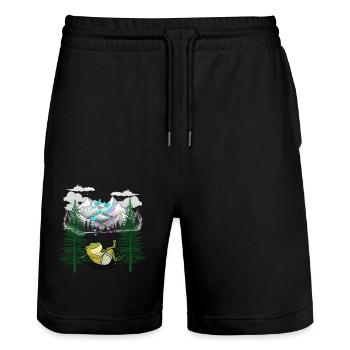 Nature Nature Lover Frog Frogs Hammock - Stanley/Stella Trainer Unisex Organic Jogging Shorts - black - Front - Nik (191cm) & Marisol (170cm)