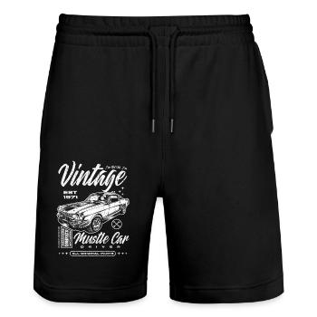Ich bin nicht alt, ich bin ein Oldtimer, Oldtimer, Jahrgang 1971 - Stanley/Stella Unisex Bio Joggingshorts Trainer  - Schwarz - Vorne - Nik (191cm) & Marisol (170cm)