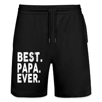 Meilleur Papa De Tous Les Temps Famille Drôle Cool - Short de jogging bio TRAINER Stanley/Stella unisexe - noir - Devant - Nik (191cm) & Marisol (170cm)