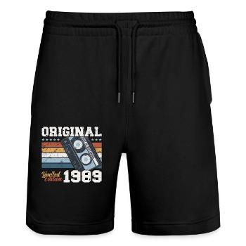 35th Birthday Legend September 1989 Cassette 89 - Stanley/Stella Trainer Unisex Organic Jogging Shorts - black - Front - Nik (191cm) & Marisol (170cm)