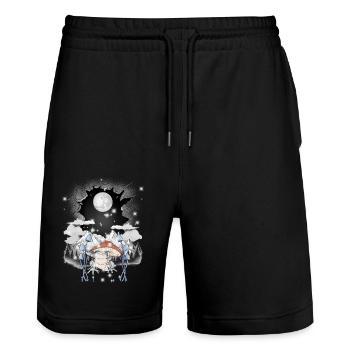 Frog Frogs Moon Nature Mushrooms Autumn Mountain - Stanley/Stella Trainer Unisex Organic Jogging Shorts - black - Front - Nik (191cm) & Marisol (170cm)
