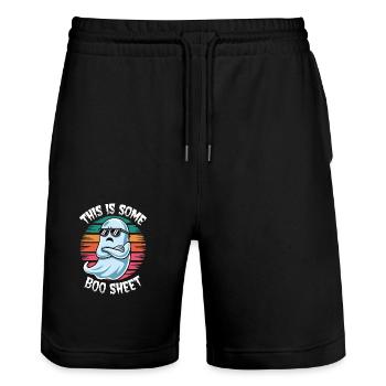 This is some boo sheet - Stanley/Stella Unisex Bio Joggingshorts Trainer  - Schwarz - Vorne - Nik (191cm) & Marisol (170cm)