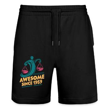 Libra Zodiac Geburtstag Awesome Since 1959 - Stanley/Stella Unisex Bio Joggingshorts Trainer  - Schwarz - Vorne - Nik (191cm) & Marisol (170cm)