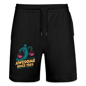 Libra Zodiac Geburtstag Awesome Since 1964 - Stanley/Stella Unisex Bio Joggingshorts Trainer  - Schwarz - Vorne - Nik (191cm) & Marisol (170cm)