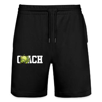 Funny Tennis Player Racket Coach - Stanley/Stella Unisex Bio Joggingshorts Trainer  - Schwarz - Vorne - Nik (191cm) & Marisol (170cm)