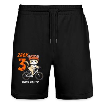 KATZE FAHRRAD MUSS WEITER ZACK DREI - Stanley/Stella Unisex Bio Joggingshorts Trainer  - Schwarz - Vorne - Nik (191cm) & Marisol (170cm)