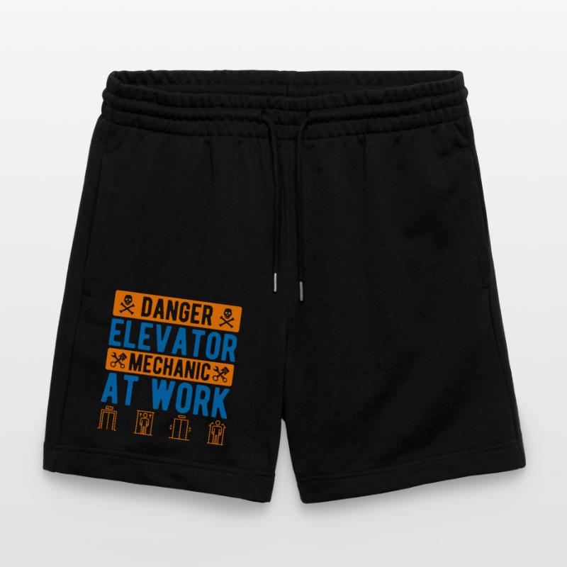 Elevator Mechanic Danger Elevator Mechanic At Work Stanley/Stella Trainer Unisex Organic Jogging Shorts