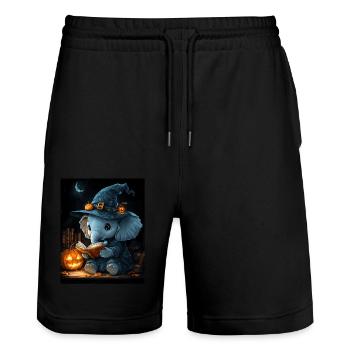 Halloween Gift Women Elephant Men Kids - Stanley/Stella Trainer Unisex Organic Jogging Shorts - black - Front - Nik (191cm) & Marisol (170cm)