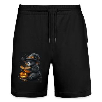 Halloween Gift Women Bear Men Kids Decoration - Stanley/Stella Trainer Unisex Organic Jogging Shorts - black - Front - Nik (191cm) & Marisol (170cm)