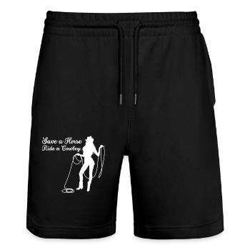 Save a Horse ride a Cowboy - Stanley/Stella Unisex Bio Joggingshorts Trainer  - Schwarz - Vorne - Nik (191cm) & Marisol (170cm)