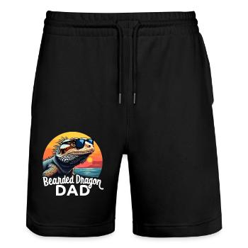 Bearded Dragon Saying Dad Funny Bearded Dragon Gift - Stanley/Stella Trainer Unisex Organic Jogging Shorts - black - Front - Nik (191cm) & Marisol (170cm)