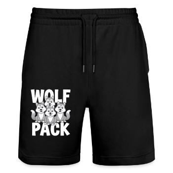 Wolf Group Design Meute de loups - Short de jogging bio TRAINER Stanley/Stella unisexe - noir - Devant - Nik (191cm) & Marisol (170cm)