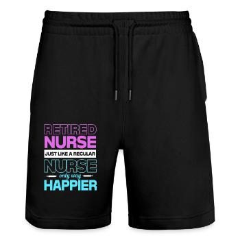 Pension d’infirmière - Short de jogging bio TRAINER Stanley/Stella unisexe - noir - Devant - Nik (191cm) & Marisol (170cm)