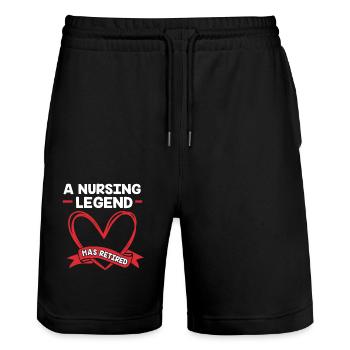 Pension d’infirmière - Short de jogging bio TRAINER Stanley/Stella unisexe - noir - Devant - Nik (191cm) & Marisol (170cm)