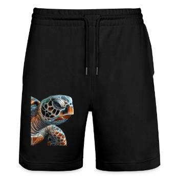 Tortue marine - Short de jogging bio TRAINER Stanley/Stella unisexe - noir - Devant - Nik (191cm) & Marisol (170cm)