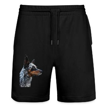 Australischer Treibhund - Stanley/Stella Unisex Bio Joggingshorts Trainer  - Schwarz - Vorne - Nik (191cm) & Marisol (170cm)