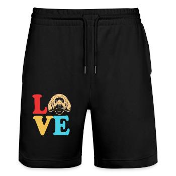 Goldendoodle - Short de jogging bio TRAINER Stanley/Stella unisexe - noir - Devant - Nik (191cm) & Marisol (170cm)
