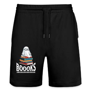 Cute Book Lover Ghost Funny Saying - Stanley/Stella Trainer Unisex Organic Jogging Shorts - black - Front - Nik (191cm) & Marisol (170cm)