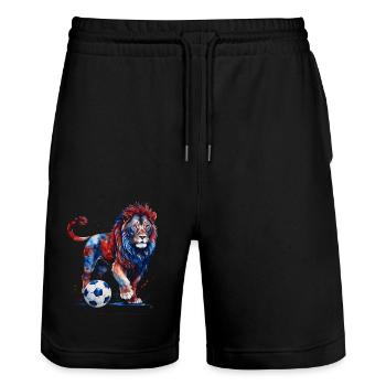 Lion Football Coloré France Animal Design Print - Short de jogging bio TRAINER Stanley/Stella unisexe - noir - Devant - Nik (191cm) & Marisol (170cm)