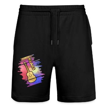 Klaas als Guitar - Stanley/Stella Unisex Bio Joggingshorts Trainer  - Schwarz - Vorne - Nik (191cm) & Marisol (170cm)