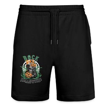 Rock das Halloween, Gitarre und Kürbis - Stanley/Stella Unisex Bio Joggingshorts Trainer  - Schwarz - Vorne - Nik (191cm) & Marisol (170cm)