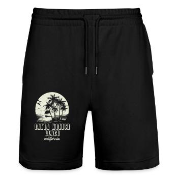 Santa Monica Beach California Sonnenuntergang - Stanley/Stella Unisex Bio Joggingshorts Trainer  - Schwarz - Vorne - Nik (191cm) & Marisol (170cm)