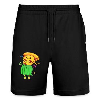 Pizza Hawaï - Short de jogging bio TRAINER Stanley/Stella unisexe - noir - Devant - Nik (191cm) & Marisol (170cm)