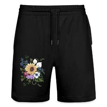 Blossom Arrangement - Stanley/Stella Trainer Unisex Organic Jogging Shorts - black - Front - Nik (191cm) & Marisol (170cm)