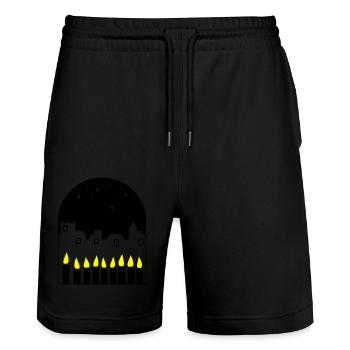 Candles at night - Stanley/Stella Trainer Unisex Organic Jogging Shorts - black - Front - Nik (191cm) & Marisol (170cm)