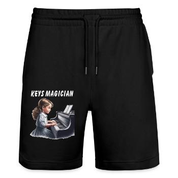 MAGICIEN DES TOUCHES DE PIANO - Short de jogging bio TRAINER Stanley/Stella unisexe - noir - Devant - Nik (191cm) & Marisol (170cm)