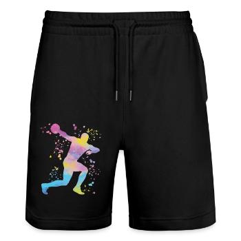 Lanceur de disque Lancer de disque Colorsplash - Short de jogging bio TRAINER Stanley/Stella unisexe - noir - Devant - Nik (191cm) & Marisol (170cm)