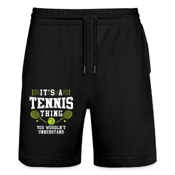 Funny Tennis Player Racket It's A - Stanley/Stella Unisex Bio Joggingshorts Trainer  - Schwarz - Vorne - Nik (191cm) & Marisol (170cm)