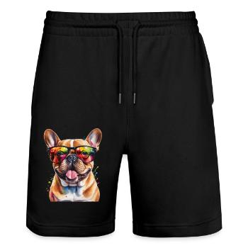 Bouledogue Français Lunettes de soleil Frenchie Dog - Short de jogging bio TRAINER Stanley/Stella unisexe - noir - Devant - Nik (191cm) & Marisol (170cm)