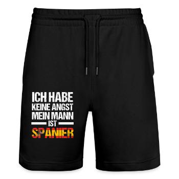 Spanier Spanien - Stanley/Stella Unisex Bio Joggingshorts Trainer  - Schwarz - Vorne - Nik (191cm) & Marisol (170cm)