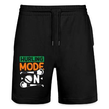 Hurling Mode On - Stanley/Stella Trainer Unisex Organic Jogging Shorts - black - Front - Nik (191cm) & Marisol (170cm)