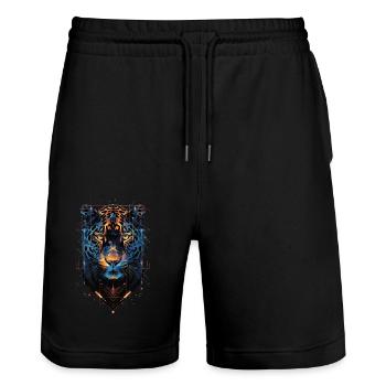 Jaguar - Stanley/Stella Trainer Unisex Organic Jogging Shorts - black - Front - Nik (191cm) & Marisol (170cm)