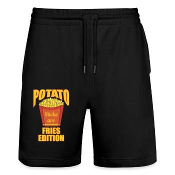 Potato Sticks Are Fries Edition - Stanley/Stella Unisex Bio Joggingshorts Trainer  - Schwarz - Vorne - Nik (191cm) & Marisol (170cm)